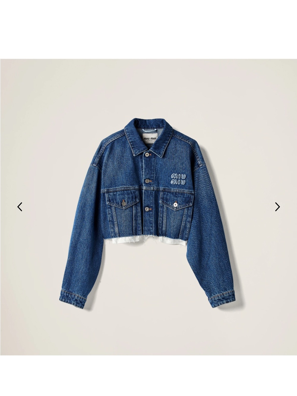 Miu Miu Cropped Blouson Denim Jacket - Dark Blue